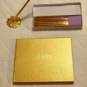 Wedding gold guestbook and pens